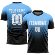 Load image into Gallery viewer, Custom Powder Blue White-Black Sublimation Fade Fashion Soccer Uniform Jersey
