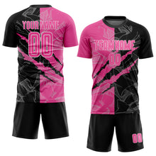 Load image into Gallery viewer, Custom Graffiti Pattern Pink Black-White Scratch Sublimation Soccer Uniform Jersey