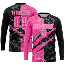 Load image into Gallery viewer, Custom Graffiti Pattern Pink Black-White Scratch Sublimation Soccer Uniform Jersey