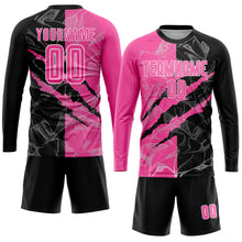 Load image into Gallery viewer, Custom Graffiti Pattern Pink Black-White Scratch Sublimation Soccer Uniform Jersey