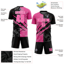 Load image into Gallery viewer, Custom Graffiti Pattern Pink Black-White Scratch Sublimation Soccer Uniform Jersey