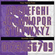 Load image into Gallery viewer, Custom Graffiti Pattern Purple White-Old Gold Scratch Sublimation Soccer Uniform Jersey