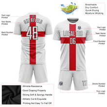 Load image into Gallery viewer, Custom White White Red-Black Sublimation Great Britain Flag Soccer Uniform Jersey
