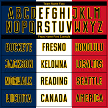 Load image into Gallery viewer, Custom Navy Black White Red-Gold Sublimation French Flag Soccer Uniform Jersey