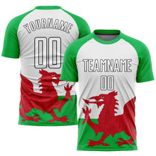 Load image into Gallery viewer, Custom Green White Red-Black Sublimation Welsh Flag Soccer Uniform Jersey