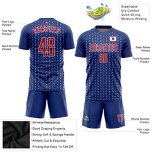 Load image into Gallery viewer, Custom Royal Red-White Sublimation Japanese Flag Soccer Uniform Jersey