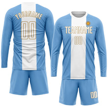 Load image into Gallery viewer, Custom Light Blue White-Old Gold Sublimation Argentinian Flag Soccer Uniform Jersey