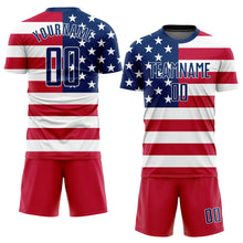 Load image into Gallery viewer, Custom Red Royal-White Sublimation American Flag Soccer Uniform Jersey