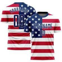 Load image into Gallery viewer, Custom Red Royal-White Sublimation American Flag Soccer Uniform Jersey