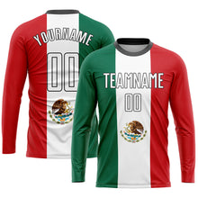 Load image into Gallery viewer, Custom Kelly Green White Red-Black Sublimation Mexican Flag Soccer Uniform Jersey