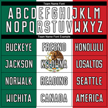 Load image into Gallery viewer, Custom Kelly Green White Red-Black Sublimation Mexican Flag Soccer Uniform Jersey