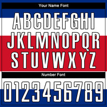 Load image into Gallery viewer, Custom Red White Royal-Black Sublimation Costa Rican Flag Soccer Uniform Jersey