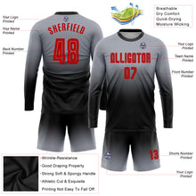 Load image into Gallery viewer, Custom Gray Red-Black Sublimation Long Sleeve Fade Fashion Soccer Uniform Jersey
