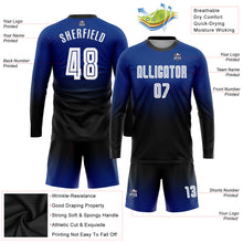 Load image into Gallery viewer, Custom Royal White-Black Sublimation Long Sleeve Fade Fashion Soccer Uniform Jersey