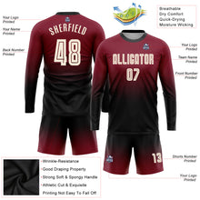 Load image into Gallery viewer, Custom Crimson Cream-Black Sublimation Long Sleeve Fade Fashion Soccer Uniform Jersey