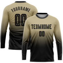 Load image into Gallery viewer, Custom Vegas Gold Black Sublimation Long Sleeve Fade Fashion Soccer Uniform Jersey