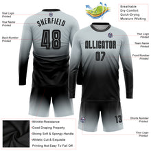 Load image into Gallery viewer, Custom Silver Black Sublimation Long Sleeve Fade Fashion Soccer Uniform Jersey