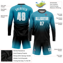 Load image into Gallery viewer, Custom Panther Blue White-Black Sublimation Long Sleeve Fade Fashion Soccer Uniform Jersey