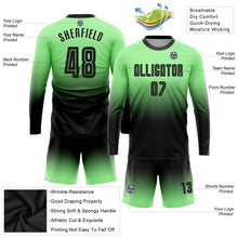 Load image into Gallery viewer, Custom Pea Green Black Sublimation Long Sleeve Fade Fashion Soccer Uniform Jersey