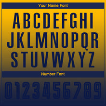 Load image into Gallery viewer, Custom Gold Navy Sublimation Long Sleeve Fade Fashion Soccer Uniform Jersey