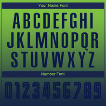 Load image into Gallery viewer, Custom Neon Green Navy Sublimation Long Sleeve Fade Fashion Soccer Uniform Jersey