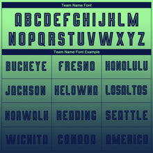 Load image into Gallery viewer, Custom Pea Green Navy Sublimation Long Sleeve Fade Fashion Soccer Uniform Jersey