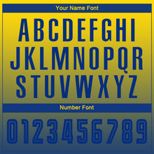 Load image into Gallery viewer, Custom Gold Royal Sublimation Long Sleeve Fade Fashion Soccer Uniform Jersey