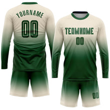 Load image into Gallery viewer, Custom Cream Green Sublimation Long Sleeve Fade Fashion Soccer Uniform Jersey