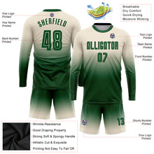 Load image into Gallery viewer, Custom Cream Green Sublimation Long Sleeve Fade Fashion Soccer Uniform Jersey