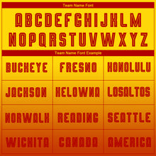 Load image into Gallery viewer, Custom Gold Red Sublimation Long Sleeve Fade Fashion Soccer Uniform Jersey