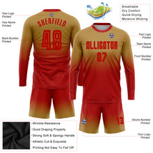Load image into Gallery viewer, Custom Old Gold Red Sublimation Long Sleeve Fade Fashion Soccer Uniform Jersey