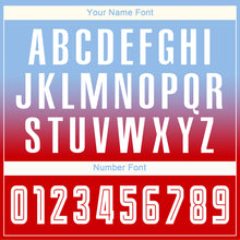 Load image into Gallery viewer, Custom Light Blue White-Red Sublimation Long Sleeve Fade Fashion Soccer Uniform Jersey