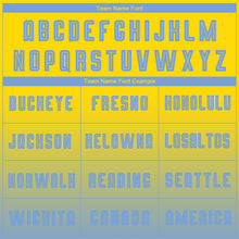 Load image into Gallery viewer, Custom Gold Light Blue Sublimation Long Sleeve Fade Fashion Soccer Uniform Jersey