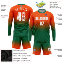 Load image into Gallery viewer, Custom Orange White-Kelly Green Sublimation Long Sleeve Fade Fashion Soccer Uniform Jersey