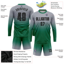 Load image into Gallery viewer, Custom Gray Black-Kelly Green Sublimation Long Sleeve Fade Fashion Soccer Uniform Jersey