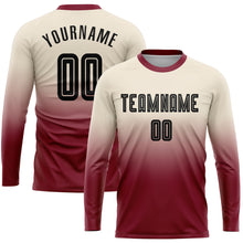 Load image into Gallery viewer, Custom Cream Black-Crimson Sublimation Long Sleeve Fade Fashion Soccer Uniform Jersey