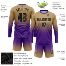 Load image into Gallery viewer, Custom Old Gold Black-Purple Sublimation Long Sleeve Fade Fashion Soccer Uniform Jersey