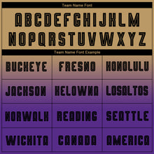 Load image into Gallery viewer, Custom Old Gold Black-Purple Sublimation Long Sleeve Fade Fashion Soccer Uniform Jersey