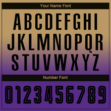 Load image into Gallery viewer, Custom Old Gold Black-Purple Sublimation Long Sleeve Fade Fashion Soccer Uniform Jersey