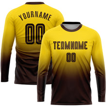 Load image into Gallery viewer, Custom Gold Brown Sublimation Long Sleeve Fade Fashion Soccer Uniform Jersey
