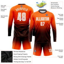 Load image into Gallery viewer, Custom Orange White-Brown Sublimation Long Sleeve Fade Fashion Soccer Uniform Jersey