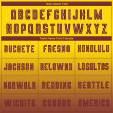 Load image into Gallery viewer, Custom Gold Burgundy Sublimation Long Sleeve Fade Fashion Soccer Uniform Jersey