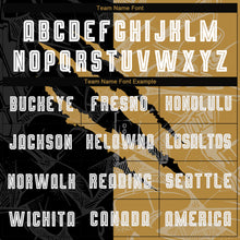 Load image into Gallery viewer, Custom Graffiti Pattern White Black-Old Gold Scratch Sublimation Soccer Uniform Jersey