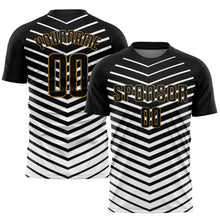Load image into Gallery viewer, Custom White Black-Old Gold Sublimation Soccer Uniform Jersey