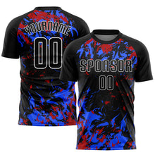 Load image into Gallery viewer, Custom Black Black Royal-Red Sublimation Soccer Uniform Jersey