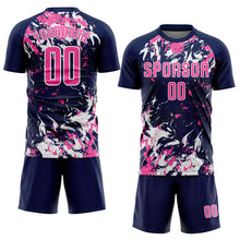 Load image into Gallery viewer, Custom Navy Pink-White Sublimation Soccer Uniform Jersey