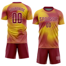 Load image into Gallery viewer, Custom Gold Crimson-White Sublimation Soccer Uniform Jersey
