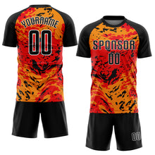 Load image into Gallery viewer, Custom Red Black-Gold Sublimation Soccer Uniform Jersey