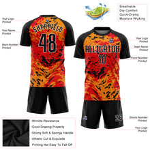 Load image into Gallery viewer, Custom Red Black-Gold Sublimation Soccer Uniform Jersey