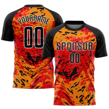 Load image into Gallery viewer, Custom Red Black-Gold Sublimation Soccer Uniform Jersey